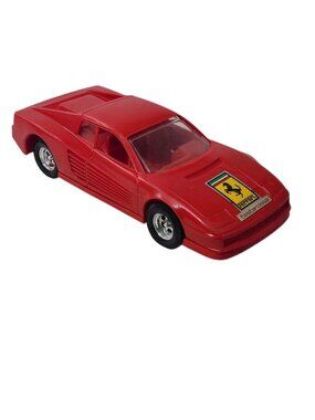 Vintage 1984 Tootsietoy Ferrari Testarossa Red Plastic Toy Car Collectible 11"